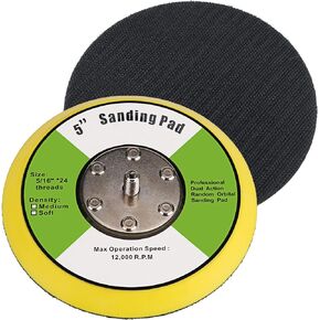 2PCS 5 Inch (125mm) 5/16"-24 Thread PU Hook&Loop Backer Backing Pad For Air Sander And Dual Action Car Polisher (5 Inch)
