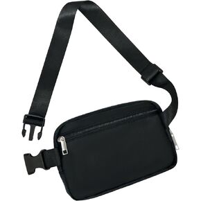 Mini Fanny Pack Black Belt Bag for Women and Men, Cross Body Fanny Pack with Adjustable Strap, Waterproof Small Fanny Packs for Workout, Running, Traveling Hiking