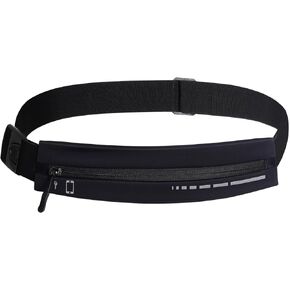 حزام الجري النحيف للنساء والرجال العدائين المقاومين للمياه، حزمة فاني، حقيبة خصر قابلة للتعديل، حامل هاتف عاكس، ملحقات معدات الجري للرياضة (أسود) in Kuwait