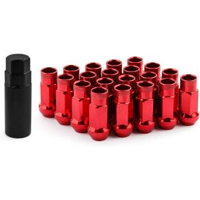 muge racing 20Pcs M12x1.25/1.5 Lug Nuts, Open End Wheel Racing Lug Nuts with One Nut Socket - Black