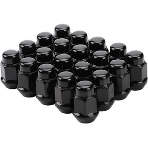 20PCS 1.4 inch 12x1.5 Closed End Bulge Acorn Black Lug Nuts - Cone Seat - 19mm Hex Wheel Lug Nut for Accord Civic Element HR-V Escape Sierra