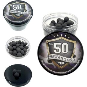 100x Premium Quality Hard Mix Rubber Steel Balls Paintballs Reballs Powerballs in 50 Cal. for Shooting Training Home and Self Defense Pistols in 50 Caliber