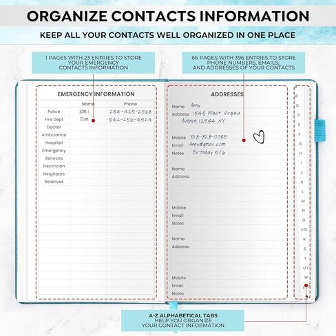 Address Book with Alphabetical Tabs，Hardcover Small Passwordbook，Phone Book Contact Book Large Print for Phone Numbers，Internet Website Logins，Address Books for Seniors 5"*7.6"-Pink in Kuwait