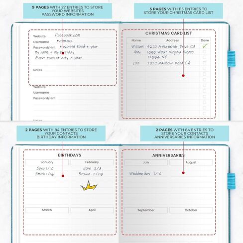 Address Book with Alphabetical Tabs，Hardcover Small Passwordbook，Phone Book Contact Book Large Print for Phone Numbers，Internet Website Logins，Address Books for Seniors 5"*7.6"-Pink in Kuwait