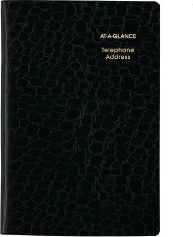 AT-A-GLANCE Telephone & Address Book, 600+ Entries, 4" x 6", Designer, Black (8040205) in Kuwait