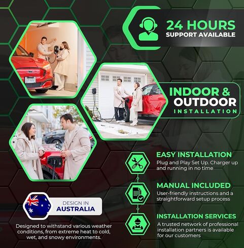 MACH I: Fast 48 Amp Level 2 EV Charger, Wall-Mount Electric Vehicle Charging Station, 200-240V Hardwire or NEMA 14-50. J1772 car Connector & Tesla NACS, Indoor/Outdoor, 30ft Cable evse Adapter in Saudi Arabia