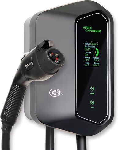 MACH I: Fast 48 Amp Level 2 EV Charger, Wall-Mount Electric Vehicle Charging Station, 200-240V Hardwire or NEMA 14-50. J1772 car Connector & Tesla NACS, Indoor/Outdoor, 30ft Cable evse Adapter in Saudi Arabia