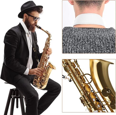 Saxophone Neck Strap Set of 3 Premium Saxophone Soft Leather Padded Sax Neck Strap for Alto/Tenor/Soprano Adjustable length Clarinet Neck Band with Metal Hook and Adjustment Buckle - Holds Over 66 lbs in Saudi Arabia