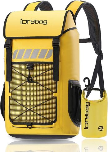 حقيبة ظهر مقاومة للماء من IDRYBAG للرجال، حقيبة ظهر عائمة وجافة مقاومة للماء 25 لتر/45 لتر، حقيبة ظهر جافة للأنشطة الخارجية والتجديف بالكاياك والتجديف وركوب القوارب والمشي لمسافات طويلة والتخييم in Kuwait