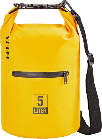 حقيبة HEETA الجافة المقاومة للماء مع جيب أمامي بسحاب للنساء والرجال، 5L/10L/20L/30L/40L حقيبة ظهر قابلة للطي خفيفة الوزن للتخزين الجاف للسفر والتجديف وركوب القوارب والتجديف والتخييم والمشي لمسافات طويلة والشاطئ in Kuwait