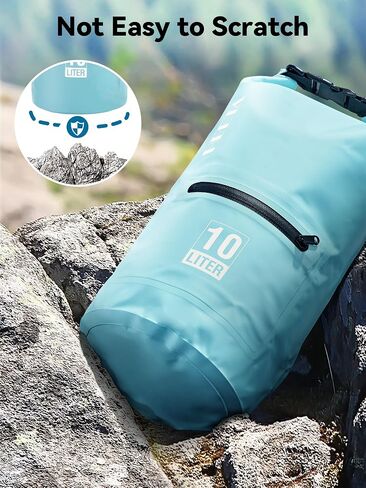 حقيبة HEETA الجافة المقاومة للماء مع جيب أمامي بسحاب للنساء والرجال، 5L/10L/20L/30L/40L حقيبة ظهر قابلة للطي خفيفة الوزن للتخزين الجاف للسفر والتجديف وركوب القوارب والتجديف والتخييم والمشي لمسافات طويلة والشاطئ in Kuwait