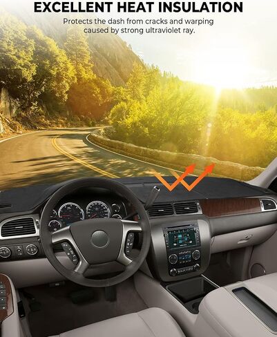 ISSYAUTO Dashboard Cover Mat Dash Cover Compatible with 2007-2014 Tahoe Suburban Yukon Sierra, 2007-2013 Silverado 1500 LTZ Avalanche Dash Board Cover in Saudi Arabia