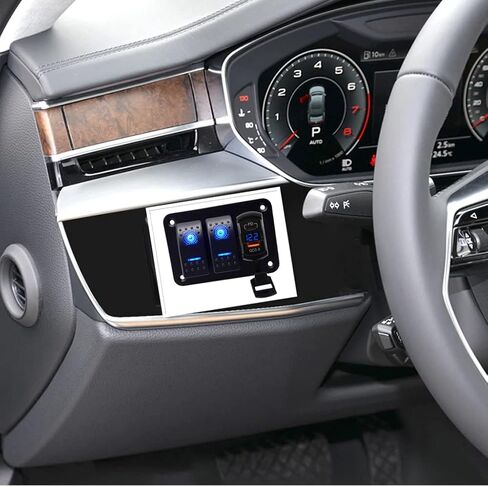 شاحن USB Switchtec USB-C/QC 3.0 مع الفولتميتر 2 لوحة مفاتيح متأرجحة، إضاءة خلفية زرقاء LED، قوارب مكونات مقاومة للماء سلكية مسبقًا، بحري، منزل متنقل، RV، مركبات الطرق الوعرة، RV in Kuwait