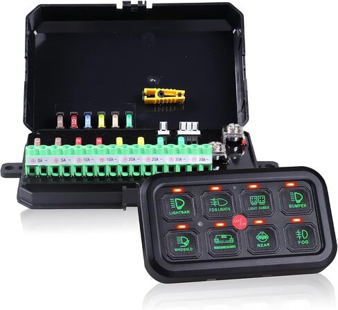 لوحة مفاتيح للقوارب البحرية ذات 8 عصابات مع قاطع دائرة 60 أمبير لقارب الصيد في الهواء الطلق - نماذج مفاتيح 3 قابلة للتعتيم تلقائيًا - نظام تبديل طاقة مقاوم للماء - ملصقات ملصقات بزر ضغط in Kuwait