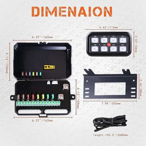 لوحة مفاتيح للقوارب البحرية ذات 8 عصابات مع قاطع دائرة 60 أمبير لقارب الصيد في الهواء الطلق - نماذج مفاتيح 3 قابلة للتعتيم تلقائيًا - نظام تبديل طاقة مقاوم للماء - ملصقات ملصقات بزر ضغط in Kuwait