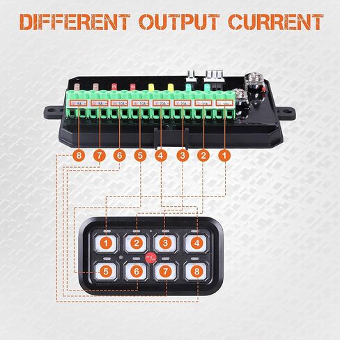 لوحة مفاتيح للقوارب البحرية ذات 8 عصابات مع قاطع دائرة 60 أمبير لقارب الصيد في الهواء الطلق - نماذج مفاتيح 3 قابلة للتعتيم تلقائيًا - نظام تبديل طاقة مقاوم للماء - ملصقات ملصقات بزر ضغط in Kuwait