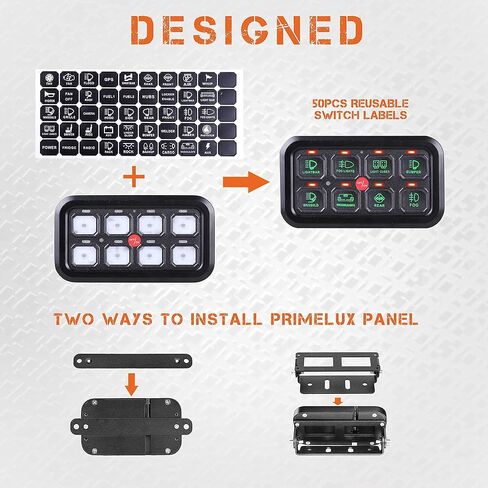 لوحة مفاتيح للقوارب البحرية ذات 8 عصابات مع قاطع دائرة 60 أمبير لقارب الصيد في الهواء الطلق - نماذج مفاتيح 3 قابلة للتعتيم تلقائيًا - نظام تبديل طاقة مقاوم للماء - ملصقات ملصقات بزر ضغط in Kuwait