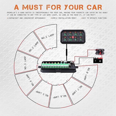 لوحة مفاتيح للقوارب البحرية ذات 8 عصابات مع قاطع دائرة 60 أمبير لقارب الصيد في الهواء الطلق - نماذج مفاتيح 3 قابلة للتعتيم تلقائيًا - نظام تبديل طاقة مقاوم للماء - ملصقات ملصقات بزر ضغط in Kuwait