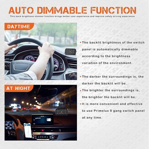 لوحة مفاتيح للقوارب البحرية ذات 8 عصابات مع قاطع دائرة 60 أمبير لقارب الصيد في الهواء الطلق - نماذج مفاتيح 3 قابلة للتعتيم تلقائيًا - نظام تبديل طاقة مقاوم للماء - ملصقات ملصقات بزر ضغط in Kuwait