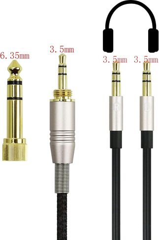 كابل بديل جديد من NEOMUSICIA متوافق مع سماعات الرأس Hifiman HE4XX وHE-400i (أحدث إصدار مع قابس 3.5 مم) 3.5 مم / 6.35 مم إلى سلك جاك ذكر مزدوج 3.5 مم 3 أمتار/9.9 قدم in Kuwait