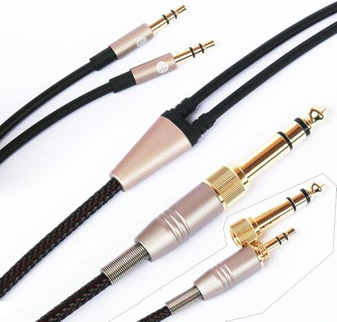 كابل بديل جديد من NEOMUSICIA متوافق مع سماعات الرأس Hifiman HE4XX وHE-400i (أحدث إصدار مع قابس 3.5 مم) 3.5 مم / 6.35 مم إلى سلك جاك ذكر مزدوج 3.5 مم 3 أمتار/9.9 قدم in Kuwait