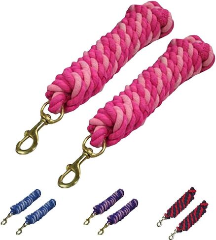 Derby Originals Pair of 2 10' Braided Cotton Lead Ropes with Brass Bolt Snap for Horses and Livestock in Saudi Arabia
