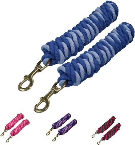 Derby Originals Pair of 2 10' Braided Cotton Lead Ropes with Brass Bolt Snap for Horses and Livestock in Saudi Arabia