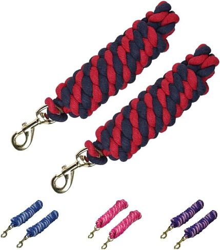 Derby Originals Pair of 2 10' Braided Cotton Lead Ropes with Brass Bolt Snap for Horses and Livestock in Saudi Arabia