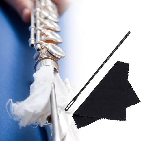 مجموعة تنظيف العناية بمنظف الفلوت، مسحات تنظيف قضيب الساكسفون لتنظيف الفلوت سهلة الاستخدام مع 4 مسحات قماش للتنظيف من الألياف الدقيقة، طقم تنظيف الفلوت، قماش تلميع الفلوت، أسود + أزرق in Kuwait