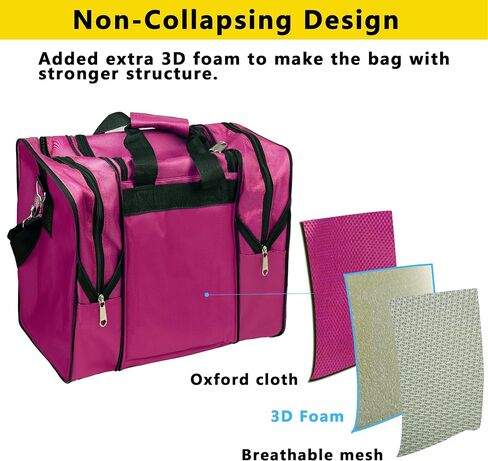 Non-Collapse Bowling Bag, Bowling Ball Bag with 2 Retractable Pockets, Adjustable Bowling Tote Bag with Padded Ball Holder Fit Bowling Bags 1 Ball and Shoes Up to Men Size 14 in Saudi Arabia