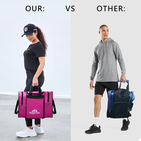 Non-Collapse Bowling Bag, Bowling Ball Bag with 2 Retractable Pockets, Adjustable Bowling Tote Bag with Padded Ball Holder Fit Bowling Bags 1 Ball and Shoes Up to Men Size 14 in Saudi Arabia
