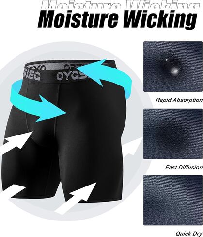 OYGSieg 3 قطع من السراويل الضاغطة للرجال من الألياف اللدنة ملابس داخلية رياضية للأداء، سراويل داخلية للتمرين in Kuwait