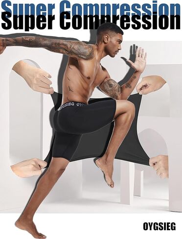 OYGSieg 3 قطع من السراويل الضاغطة للرجال من الألياف اللدنة ملابس داخلية رياضية للأداء، سراويل داخلية للتمرين in Kuwait