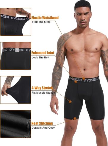 OYGSieg 3 قطع من السراويل الضاغطة للرجال من الألياف اللدنة ملابس داخلية رياضية للأداء، سراويل داخلية للتمرين in Kuwait
