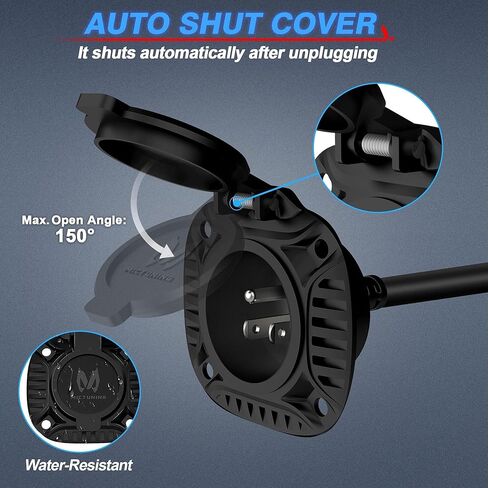 MICTUNING 15Amp 250V AC Port Plug with 18" Integrated Extension Cord Y Splitter Cable and Water-Resistant Cap in Kuwait