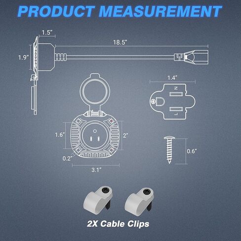 MICTUNING 15Amp 250V AC Port Plug with 18" Integrated Extension Cord Y Splitter Cable and Water-Resistant Cap in Kuwait