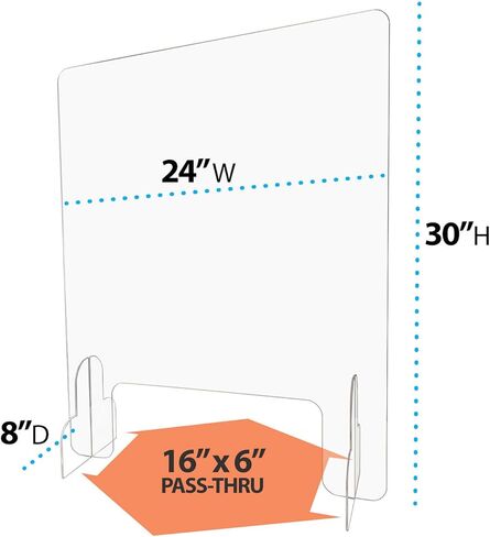 Buhbo Sneeze Guard - حاجز واقٍ من الأكريليك الشفاف ودرع للعداد والمكتب (24 بوصة عرض × 30 بوصة ارتفاع) in Kuwait