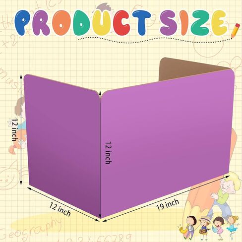 School Privacy Boards for Student Desks Students Classroom Privacy Folders Study Carrel Reduces Distractions Privacy Boards for Student Desks Test and Desk Dividers, 19 x 12 Inch (12 Pack) in Saudi Arabia