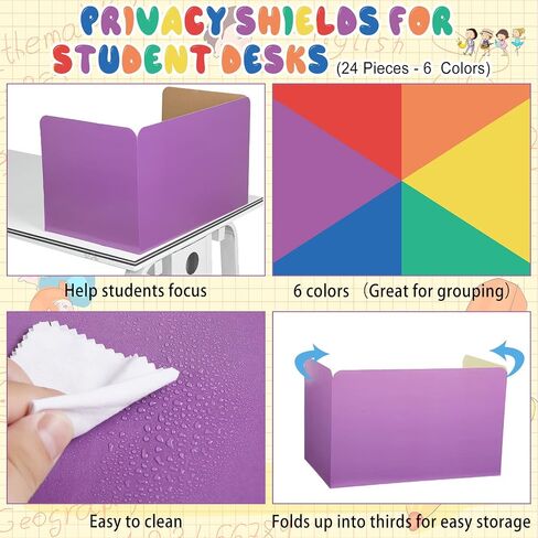 School Privacy Boards for Student Desks Students Classroom Privacy Folders Study Carrel Reduces Distractions Privacy Boards for Student Desks Test and Desk Dividers, 19 x 12 Inch (12 Pack) in Saudi Arabia