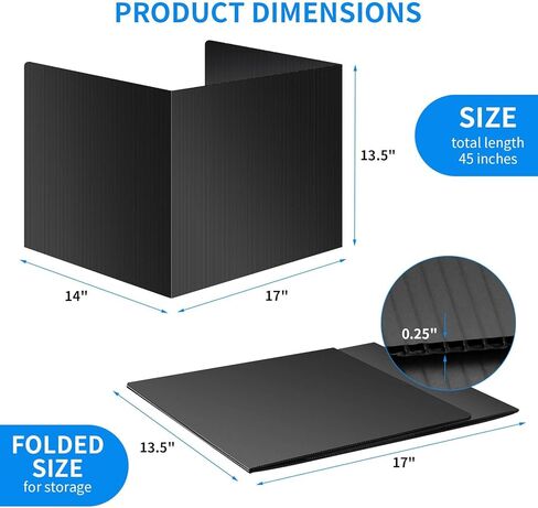 عبوة من 4 دروع خصوصية سوداء لمكاتب الطلاب، ومجلدات الخصوصية لفواصل مكاتب اختبار الطلاب - تتضمن ملصقات إضافية in Kuwait