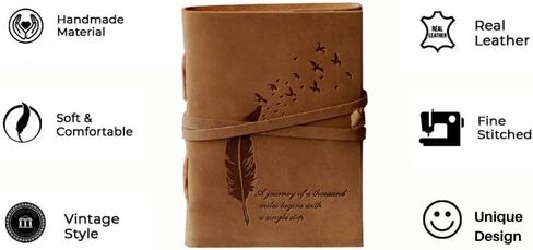 CAVALO Leather Diary Embossed with Leaf of Tree & a Quote Antique Handmade Leather Bound Notepad for Men and Women Unlined... in Saudi Arabia