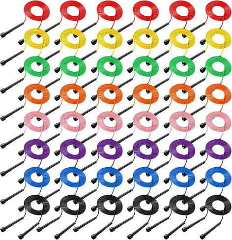 72 Pcs PVC Jump Ropes for Fitness 9.2 ft Adjustable Skipping Rope Versatile Unbreakable Speed Rope with Plastic Handles for Women Men Kids Endurance Training Cardio Exercise Workout in Saudi Arabia