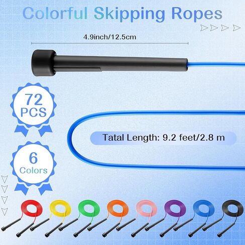 72 Pcs PVC Jump Ropes for Fitness 9.2 ft Adjustable Skipping Rope Versatile Unbreakable Speed Rope with Plastic Handles for Women Men Kids Endurance Training Cardio Exercise Workout in Saudi Arabia