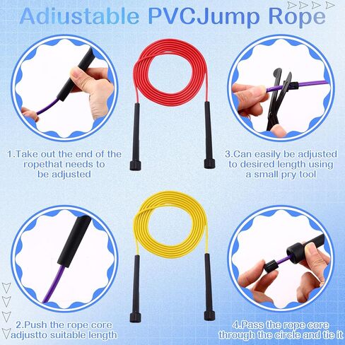 72 Pcs PVC Jump Ropes for Fitness 9.2 ft Adjustable Skipping Rope Versatile Unbreakable Speed Rope with Plastic Handles for Women Men Kids Endurance Training Cardio Exercise Workout in Saudi Arabia