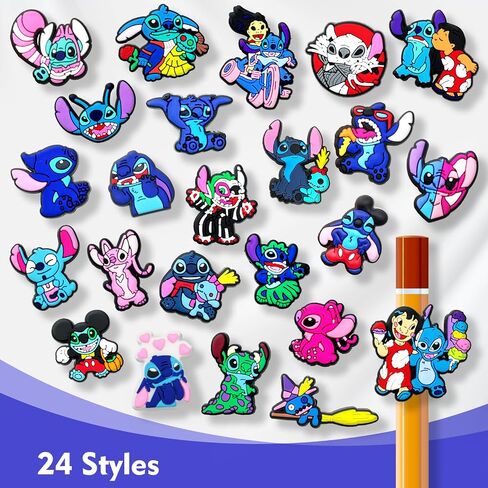 Mildsun Anime Pencil Topper Decoations for Kids Student, Cartoon Pencil Topper Clip for Office School Party Favors Gifts (24pcs Blue) in Saudi Arabia