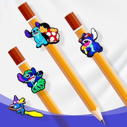 Mildsun Anime Pencil Topper Decoations for Kids Student, Cartoon Pencil Topper Clip for Office School Party Favors Gifts (24pcs Blue) in Saudi Arabia