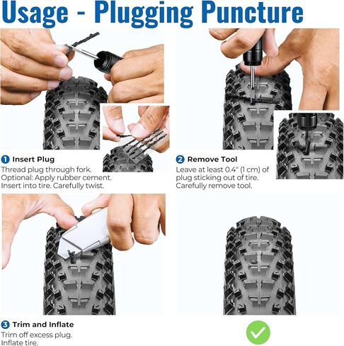 مجموعة نفخ ثاني أكسيد الكربون للدراجة من تيريليكس - طقم إصلاح الإطارات بدون أنابيب للدراجات مع مقابس ومنفاخ ثاني أكسيد الكربون، رأس نفخ متوافق مع صمام بريستا أو شريدر، يناسب خراطيش C02 القياسية in Kuwait