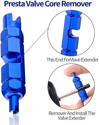 أداة إزالة قلب صمام الدراجة الفاخرة من هابليبي لشريدر وبريستا، مجموعة أدوات إصلاح صمام الإطارات، بما في ذلك قطعتين بريستا و4 قطع قلب صمام شريدر in Kuwait