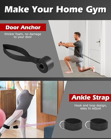 Zacro Resistance Bands for Working Out, 270 lbs Heavy Resistance Bands with Handles, Exercise Bands with Door Anchor, Ankle Straps, for Heavy Resistance Training, Shape Body, Yoga, Home Workout in Saudi Arabia