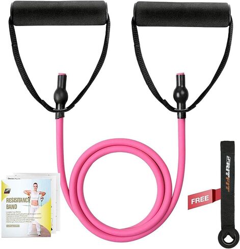 RitFit Single Resistance Exercise Band with Comfortable Handles - Ideal for Physical Therapy, Strength Training, Muscle Toning - Door Anchor and Starter Guide Included in Saudi Arabia